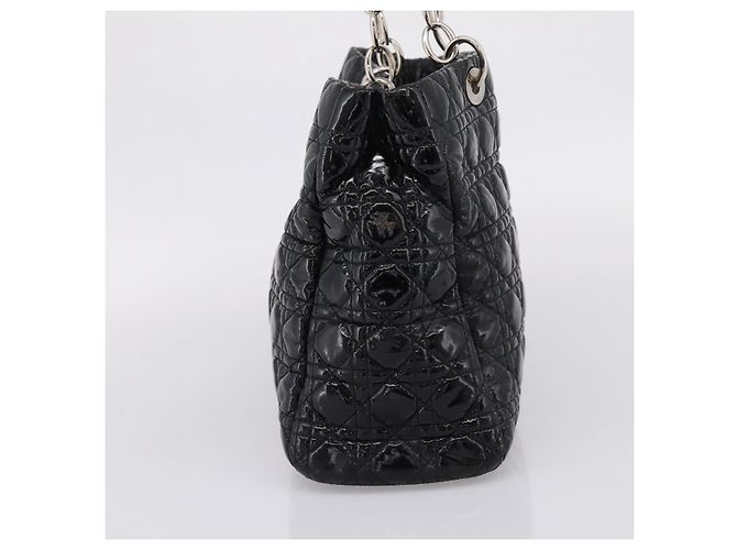 Christian Dior Lady Dior Canage Tote Bag Patent Black Silver - vista 4