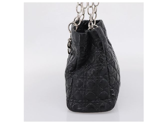 Christian Dior Lady Dior Canage Tote Bag Patent Black Silver - vista 5