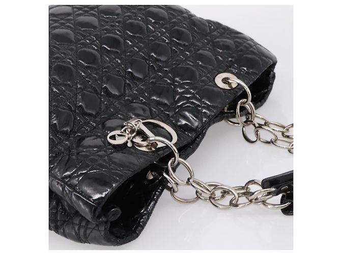Christian Dior Lady Dior Canage Tote Bag Patent Black Silver - vista 6