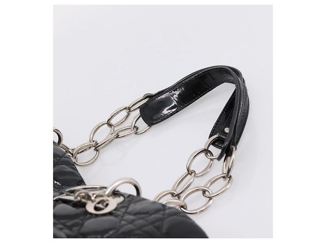 Christian Dior Lady Dior Canage Tote Bag Patent Black Silver - vista 8