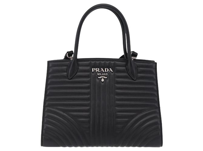 PRADA Hand Bag Leather 2way Black Silver - vista 2