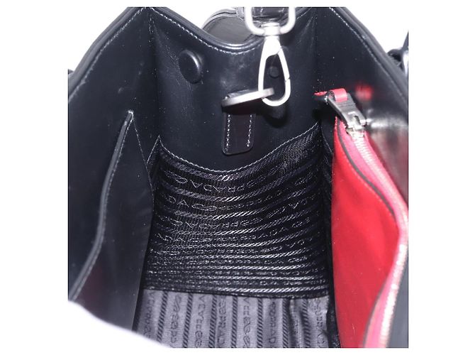PRADA Hand Bag Leather 2way Black Silver - vista 23