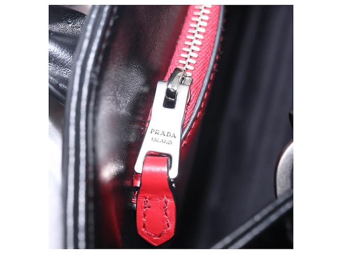 PRADA Hand Bag Leather 2way Black Silver - vista 24