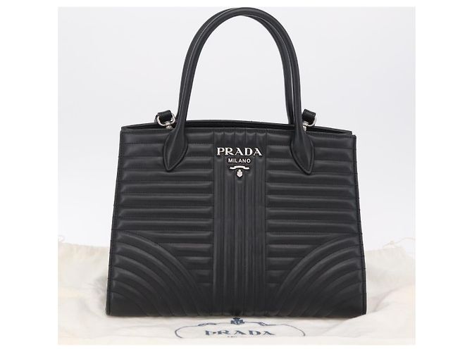 PRADA Hand Bag Leather 2way Black Silver - vista 33