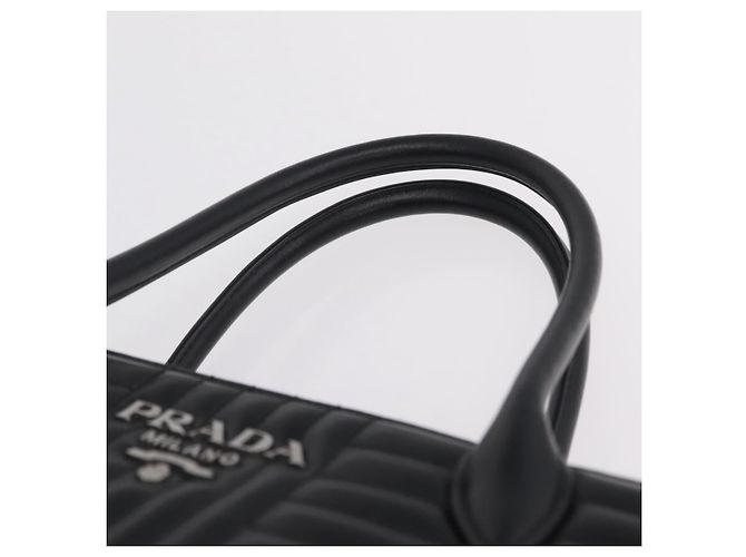 PRADA Hand Bag Leather 2way Black Silver - vista 8