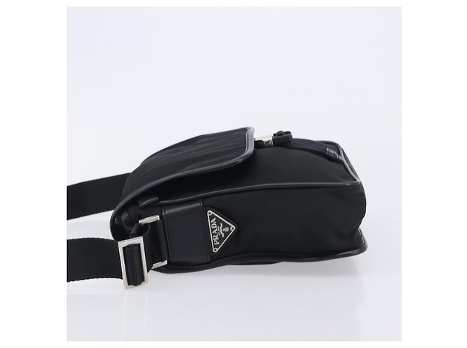 PRADA Shoulder Bag Nylon Black Silver - vista 4