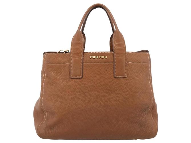 Miu Miu Hand Bag Leather 2way Brown Gold - vista 13