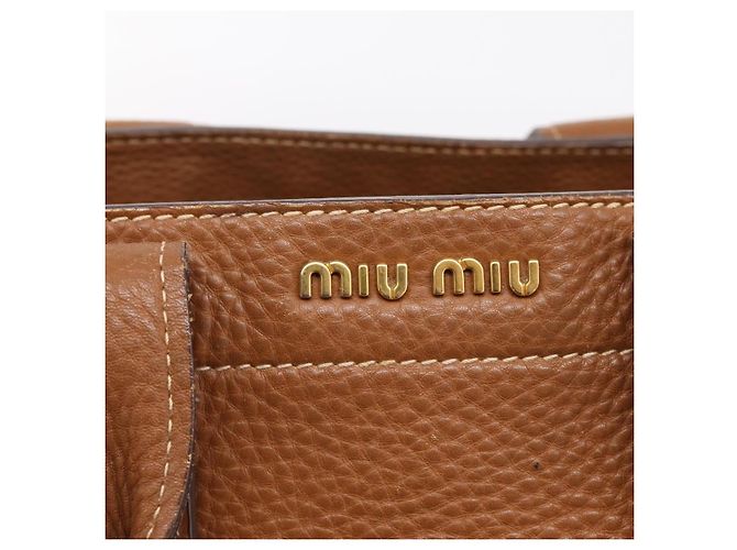 Miu Miu Hand Bag Leather 2way Brown Gold - vista 19