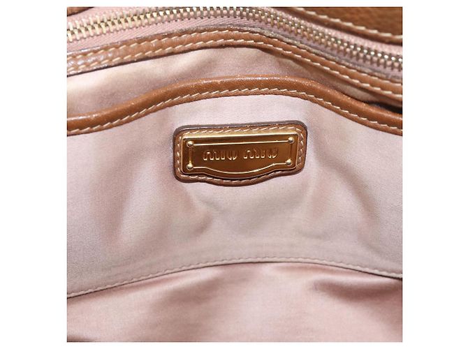 Miu Miu Hand Bag Leather 2way Brown Gold - vista 20