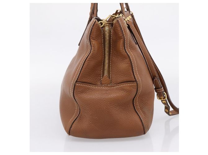 Miu Miu Hand Bag Leather 2way Brown Gold - vista 3