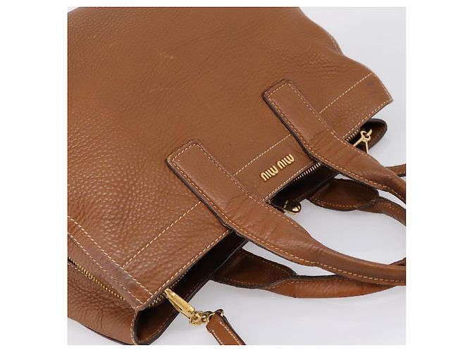 Miu Miu Hand Bag Leather 2way Brown Gold - vista 6