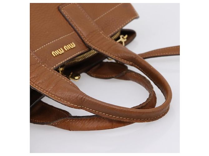 Miu Miu Hand Bag Leather 2way Brown Gold - vista 7
