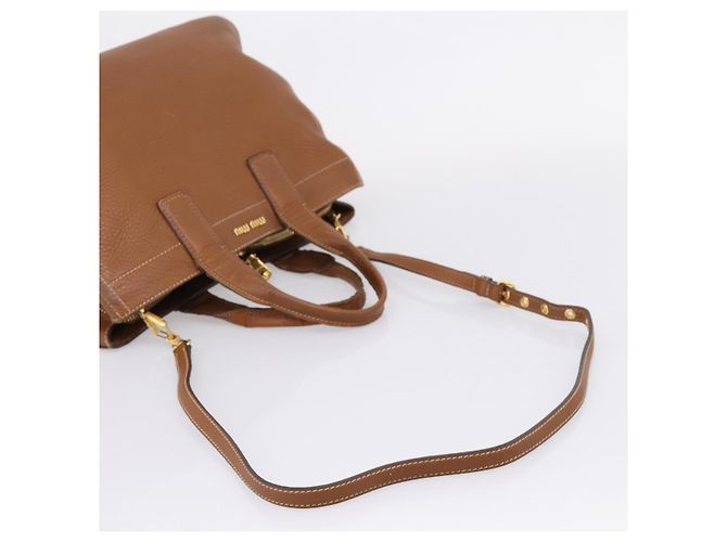Miu Miu Hand Bag Leather 2way Brown Gold - vista 9
