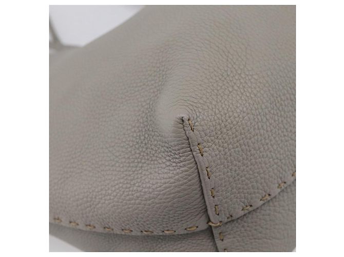 FENDI Celeria Carla Tote Bag Leather Gray Silver - vista 15