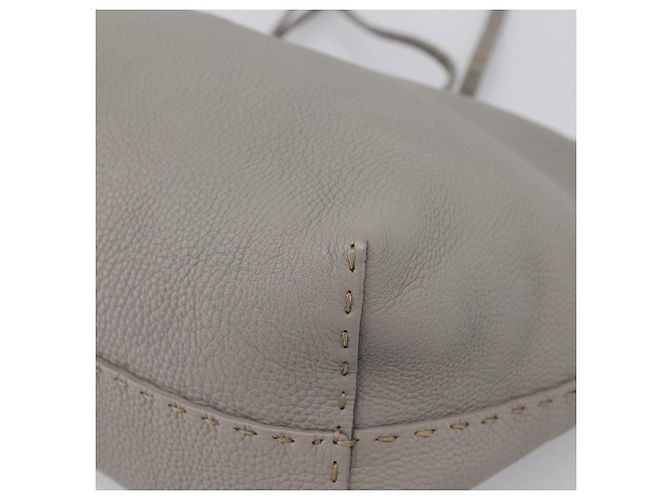 FENDI Celeria Carla Tote Bag Leather Gray Silver - vista 16