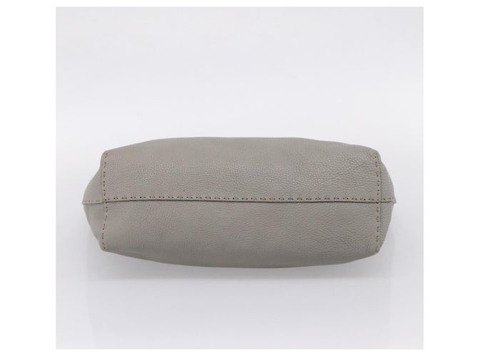 FENDI Celeria Carla Tote Bag Leather Gray Silver - vista 5