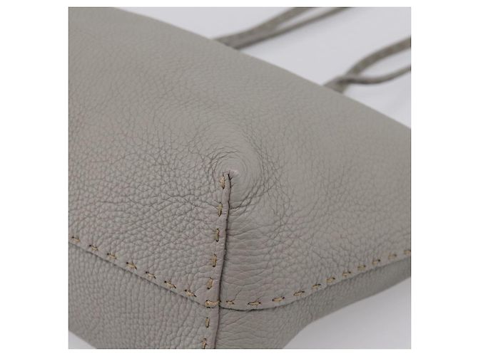 FENDI Celeria Carla Tote Bag Leather Gray Silver - vista 8