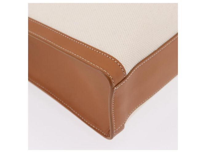 Céline CELINE Vertical Cabas Large Hand Bag Canvas Ivory Gold Tone - vista 10
