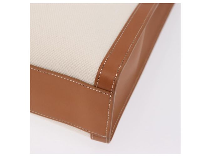 Céline CELINE Vertical Cabas Large Hand Bag Canvas Ivory Gold Tone - vista 11