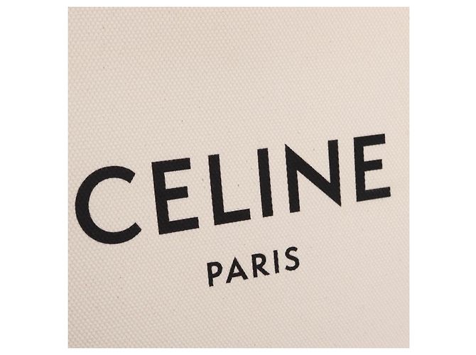 Céline CELINE Vertical Cabas Large Hand Bag Canvas Ivory Gold Tone - vista 14