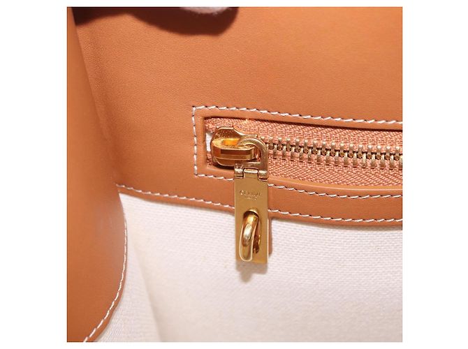 Céline CELINE Vertical Cabas Large Hand Bag Canvas Ivory Gold Tone - vista 21