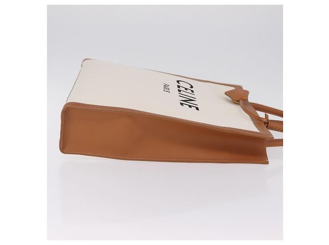 Céline CELINE Vertical Cabas Large Hand Bag Canvas Ivory Gold Tone - vista 4