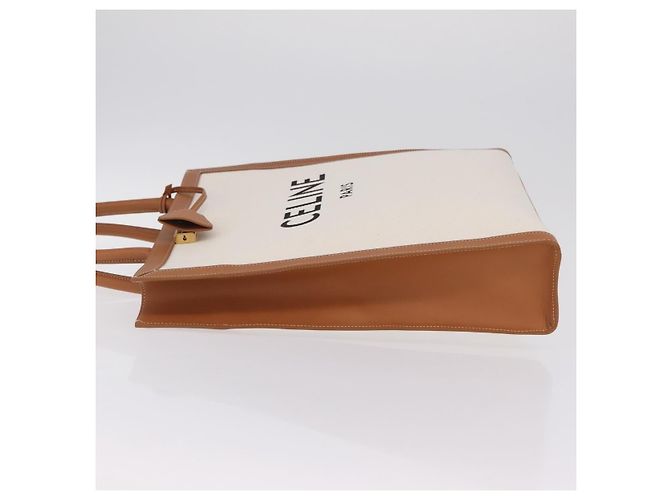 Céline CELINE Vertical Cabas Large Hand Bag Canvas Ivory Gold Tone - vista 5