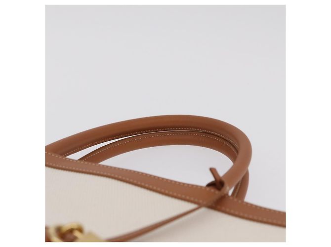 Céline CELINE Vertical Cabas Large Hand Bag Canvas Ivory Gold Tone - vista 8