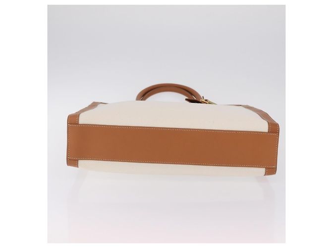 Céline CELINE Vertical Cabas Large Hand Bag Canvas Ivory Gold Tone - vista 9
