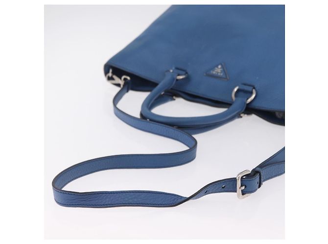 PRADA Tote Bag Leather 2way Blue Silver - vista 13