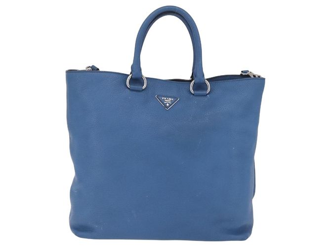 PRADA Tote Bag Leather 2way Blue Silver - vista 2
