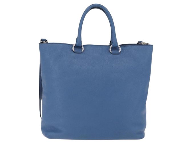 PRADA Tote Bag Leather 2way Blue Silver - vista 3