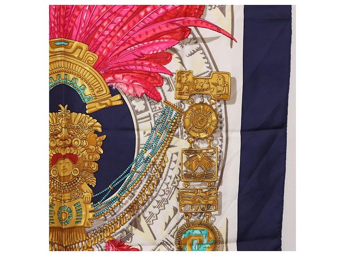 Hermès HERMES Carre 90 Scarf  Mexico  Silk Navy - vista 12