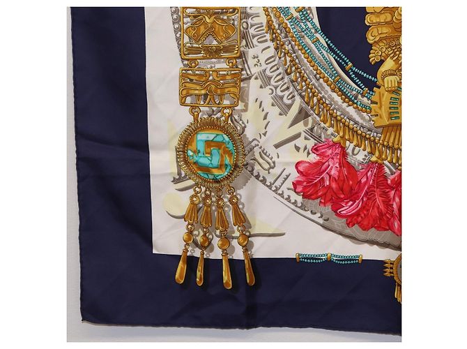 Hermès HERMES Carre 90 Scarf  Mexico  Silk Navy - vista 13