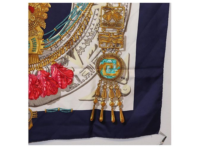 Hermès HERMES Carre 90 Scarf  Mexico  Silk Navy - vista 15