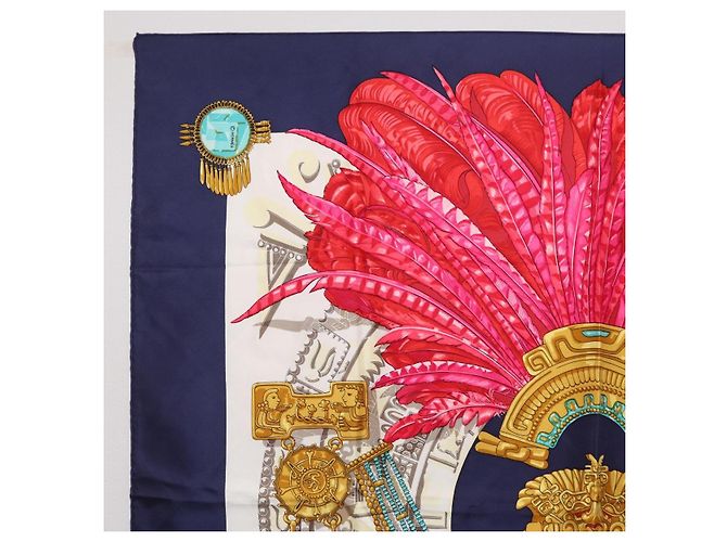 Hermès HERMES Carre 90 Scarf  Mexico  Silk Navy - vista 3