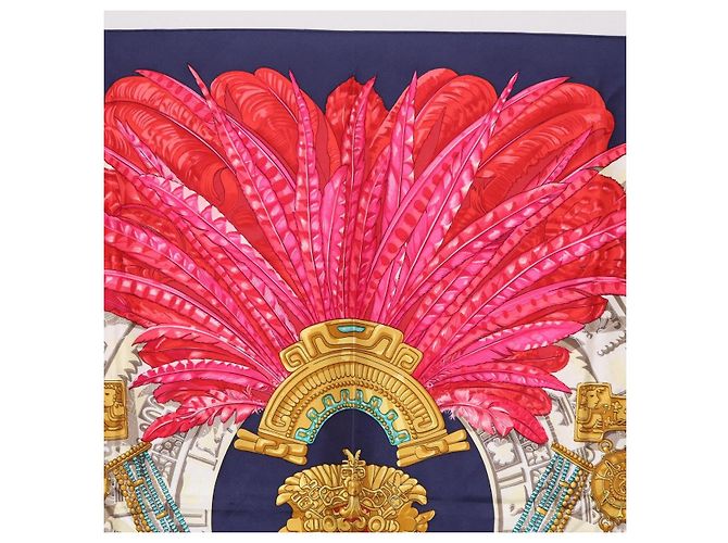 Hermès HERMES Carre 90 Scarf  Mexico  Silk Navy - vista 5