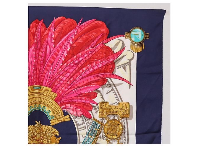 Hermès HERMES Carre 90 Scarf  Mexico  Silk Navy - vista 6