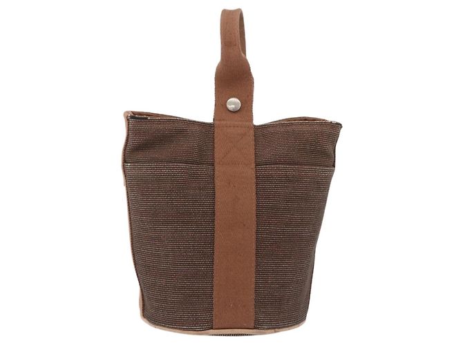 Hermès HERMES Sakso PM Hand Bag Canvas Brown Silver - vista 2