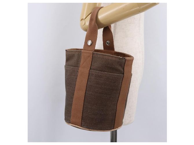 Hermès HERMES Sakso PM Hand Bag Canvas Brown Silver - vista 23