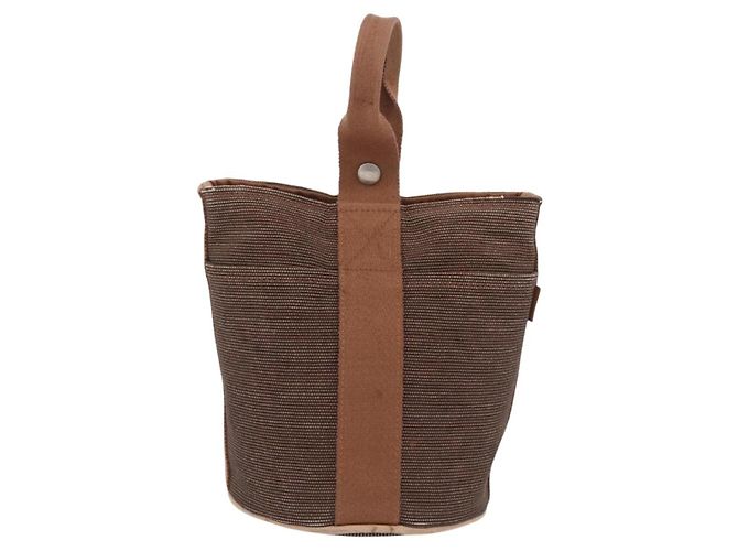 Hermès HERMES Sakso PM Hand Bag Canvas Brown Silver - vista 3