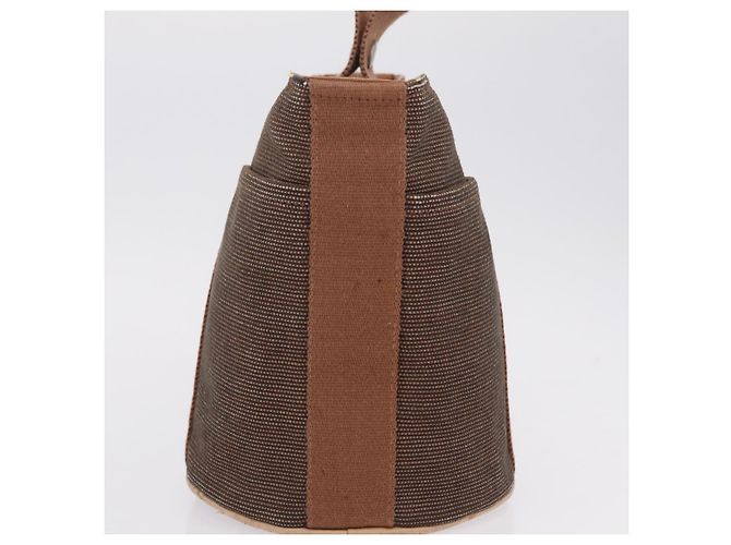 Hermès HERMES Sakso PM Hand Bag Canvas Brown Silver - vista 5