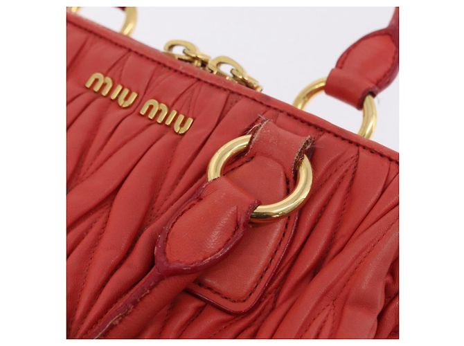 Miu Miu Matelasse Hand Bag Leather 2way Orange Gold - vista 11