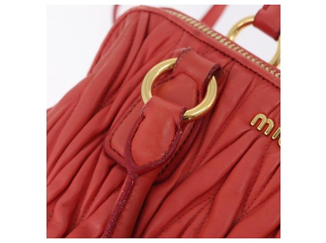 Miu Miu Matelasse Hand Bag Leather 2way Orange Gold - vista 12