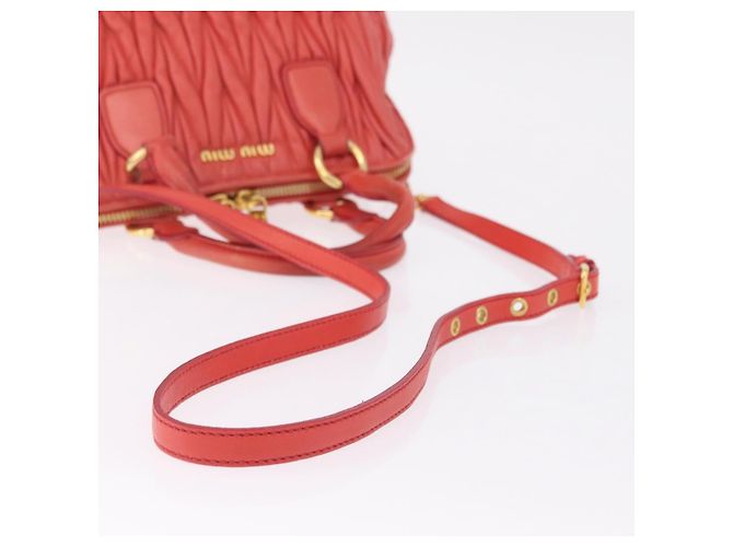 Miu Miu Matelasse Hand Bag Leather 2way Orange Gold - vista 13
