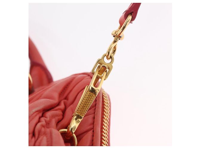 Miu Miu Matelasse Hand Bag Leather 2way Orange Gold - vista 17