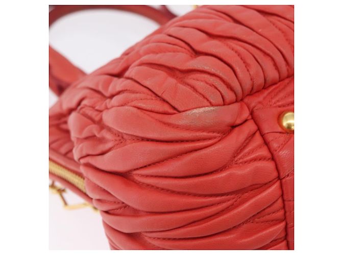 Miu Miu Matelasse Hand Bag Leather 2way Orange Gold - vista 19
