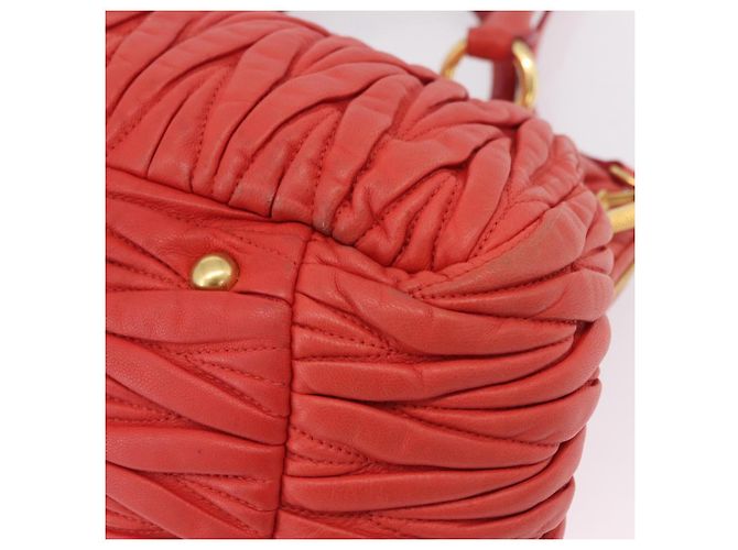 Miu Miu Matelasse Hand Bag Leather 2way Orange Gold - vista 20