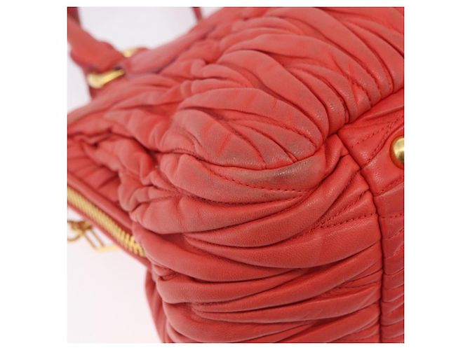 Miu Miu Matelasse Hand Bag Leather 2way Orange Gold - vista 21