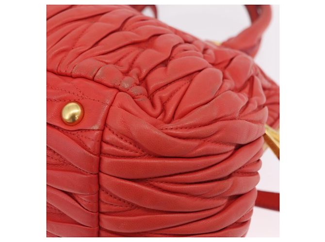 Miu Miu Matelasse Hand Bag Leather 2way Orange Gold - vista 22